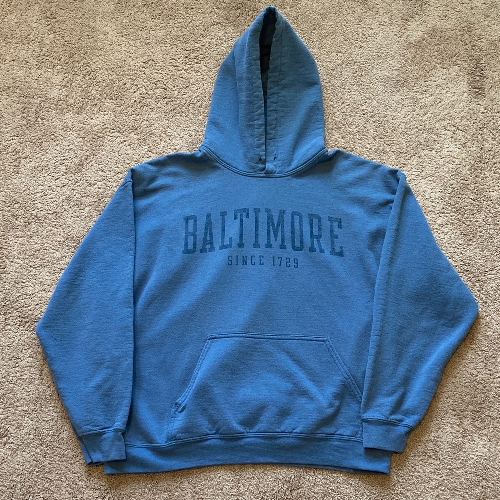 Vintage Gildan Heavy Blend Blue Baltimore Pullover Unisex Hoodie